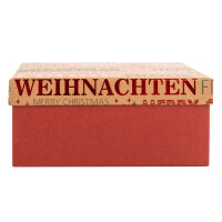 Gerschenkbox Schriftzüge - Frohe Weihnachten / Happy New Year, 20 x 15 x 9 cm