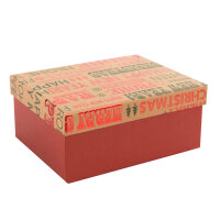 Gerschenkbox Schriftzüge - Frohe Weihnachten / Happy New Year, 20 x 15 x 9 cm