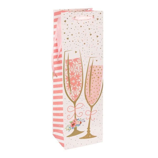 Flaschentasche - Sekt, rosa, 39 x 12 x 10 cm