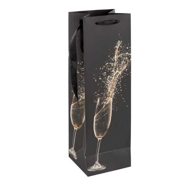 Flaschentasche Sektglas - schwarz, 39 x 12 x 10 cm