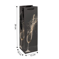Flaschentasche Sektglas - schwarz, 39 x 12 x 10 cm