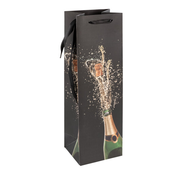 Flaschentasche Sektflasche - schwarz, 39 x 12 x 10 cm