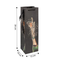 Flaschentasche Sektflasche - schwarz, 39 x 12 x 10 cm