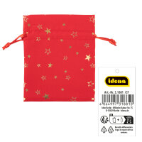Stoffsäckchen Weihnachten rot / Stern 10x13cm