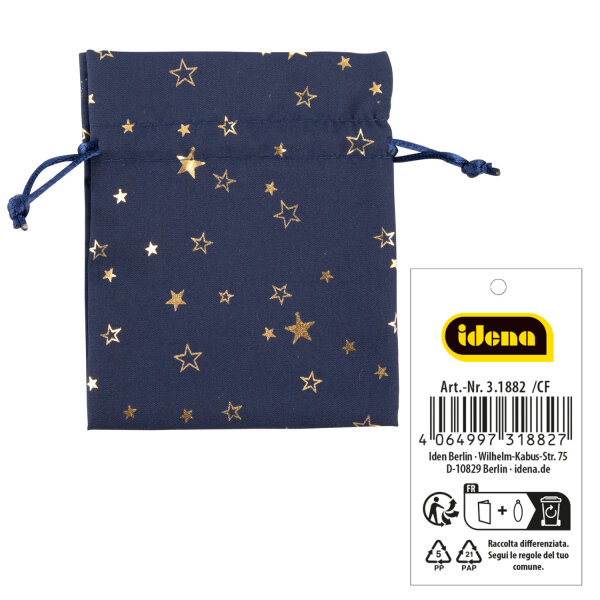 Stoffsäckchen Weihnachten blau/Stern 10x13cm