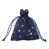 Stoffsäckchen Weihnachten blau/Stern 10x13cm