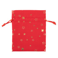 Stoffsäckchen Weihnachten rot/Stern 13x18cm