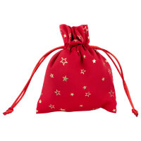 Stoffsäckchen Weihnachten rot/Stern 13x18cm
