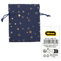 Stoffsäckchen Weihnachten blau/Stern 13x18cm