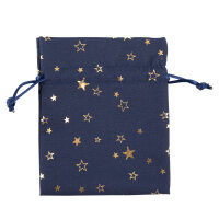 Stoffsäckchen Weihnachten blau/Stern 13x18cm