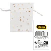 Stoffsäckchen Weihnachten weiß/Stern 13x18cm