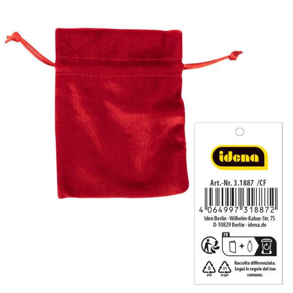 Stoffsäckchen aus Samt rot 10x13cm