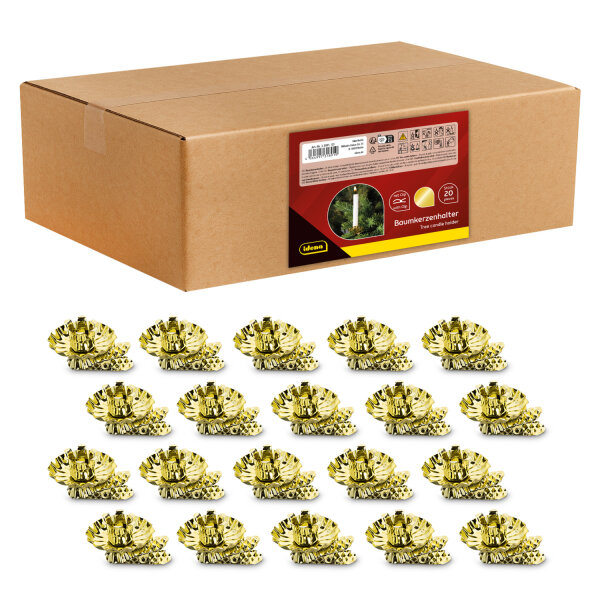 Baumkerzenhalter mit Clip gold 20 Stück