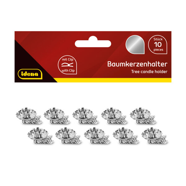 Baumkerzenhalter mit Clip silber 10 Stück