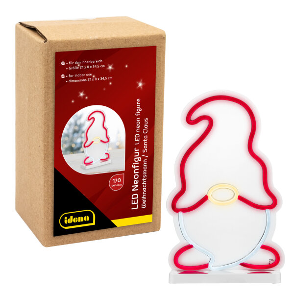 LED Neonfigur Weihnachtsmann rot 21x8x34,5cm mit Netzteil