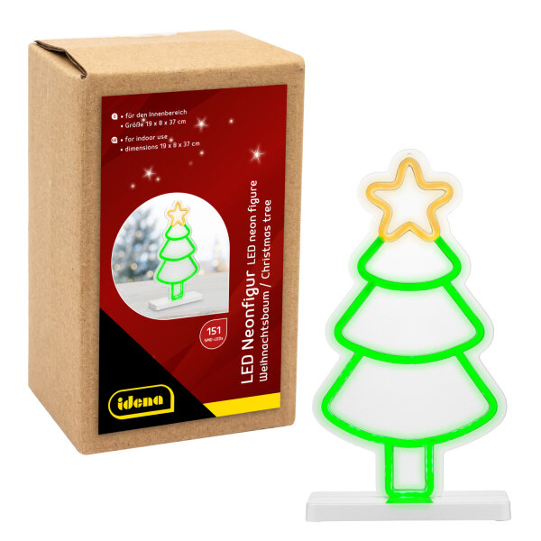 LED Neonfigur Weihnachtsbaum grün 18x8x37cm mit Netzteil