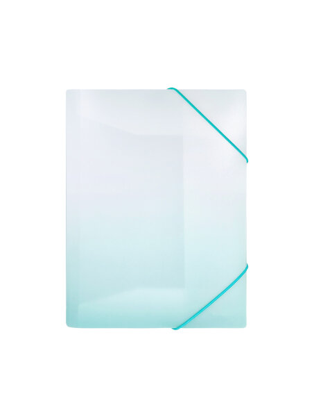Weiße Sammelmappe aus PP Color Edition in Din A4 Größe mit Gummizug in Petrol-Farbe