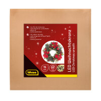 Weihnachtskranz 15 LED - 6h Timer, Ø40cm, batteriebetrieben, warmweiß für Innen