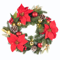 Weihnachtskranz 15 LED - 6h Timer, Ø40cm, batteriebetrieben, warmweiß für Innen