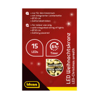 Weihnachtskranz 15 LED - 6h Timer, Ø50cm, batteriebetrieben, warmweiß für Innen