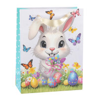 Geschenktasche Ostern - Hase, weiß mit Eiern, 18 x...