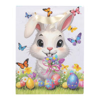 Geschenktasche Ostern - Hase, weiß mit Eiern, 18 x...