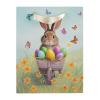 Geschenktasche Ostern - Hase, braun mit Eiern, 18 x 23 x...