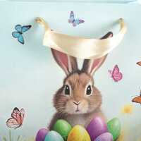 Geschenktasche Ostern - Hase, braun mit Eiern, 18 x 23 x 8 cm
