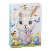 Geschenktasche - Ostern, Hase weiß mit Eiern, 25 x...