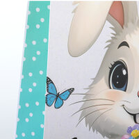 Geschenktasche - Ostern, Hase weiß mit Eiern, 25 x 34,5 x 8,5 cm, 210g/m²