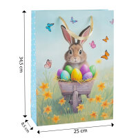 Geschenktasche - Ostern, Hase braun mit Eiern, 25 x 34,5 x 8,5 cm, 210g/m²