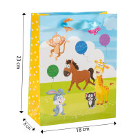 Geschenktasche - Tiere, 18 x 23 x 8 cm, 210g/m²