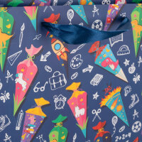Geschenktasche - Schultüte blau, 25 x 34,5 x 8,5 cm, 210g/m²