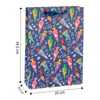 Geschenktasche - Schultüte blau, 25 x 34,5 x 8,5 cm, 210g/m²