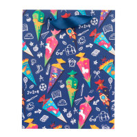 Geschenktasche - Schultüte blau, 18 x 23 x 8 cm,...