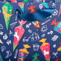Geschenktasche - Schultüte blau, 18 x 23 x 8 cm, 210g/m²