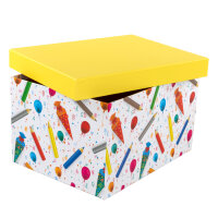 Geschenkbox - Stifte & Schultüte, gelb, 31 x 24...