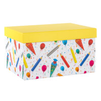 Geschenkbox - Stifte & Schultüte, gelb, 31 x 24...