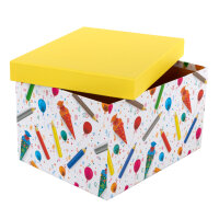 Geschenkbox - Stifte & Schultüte, gelb, 31 x 24 x 18 cm