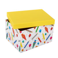 Geschenkbox - Stifte & Schultüte, gelb, 31 x 24 x 18 cm