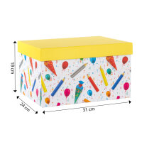 Geschenkbox - Stifte & Schultüte, gelb, 31 x 24 x 18 cm