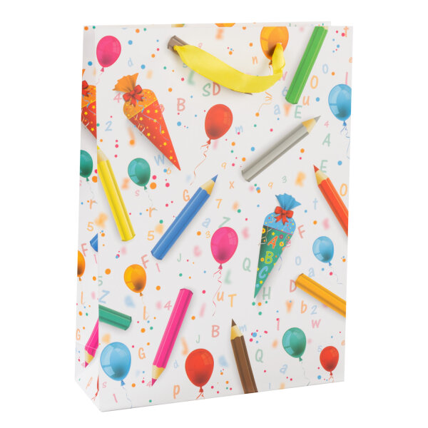 Geschenktasche - Stifte & Schultüte, 25 x 34,5 x 8,5 cm, 210g/m²