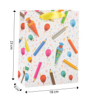 Geschenktasche - Stifte & Schultüte, 18 x 23 x 8 cm, 210g/m²