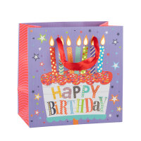 Geschenktasche - Geburtstag, Kerzen, 16 x 16 x 9 cm,...