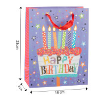 Geschenktasche - Geburtstag, Kerzen, 18 x 23 x 8 cm, 210g/m²