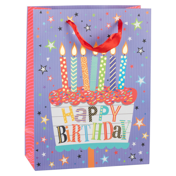 Geschenktasche - Geburtstag, Kerzen, 25 x 34,5 x 8,5 cm, 210g/m²