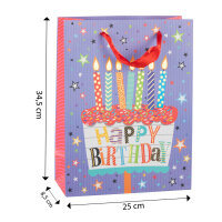 Geschenktasche - Geburtstag, Kerzen, 25 x 34,5 x 8,5 cm, 210g/m²