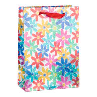 Geschenktasche - Blumen, Hologramm, 25 x 34,5 x 8,5 cm,...