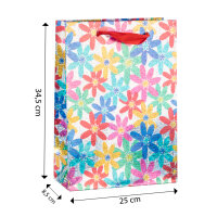 Geschenktasche - Blumen, Hologramm, 25 x 34,5 x 8,5 cm, 210g/m²