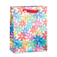 Geschenktasche - Blumen, Hologramm, 18 x 23 x 8 cm,...